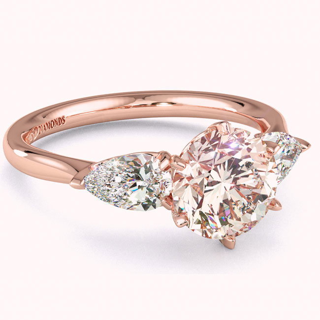 Pink Diamond Rose Gold Trilogy Engagement Rings