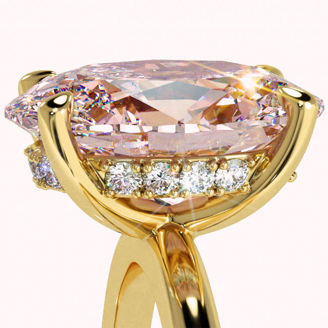 Pink Diamond Yellow Gold Hidden Halo Engagement Rings