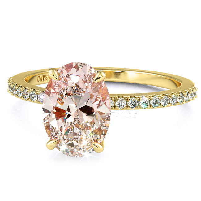 Pink Diamond Yellow Gold Side Stone Engagement Rings