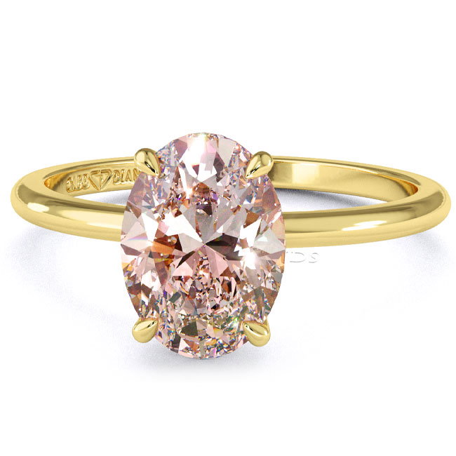 Pink Diamond Yellow Gold Solitaire Engagement Rings