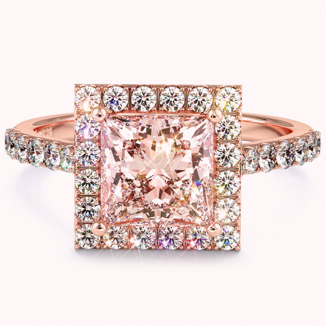Rose Gold Halo Morganite Engagement Rings
