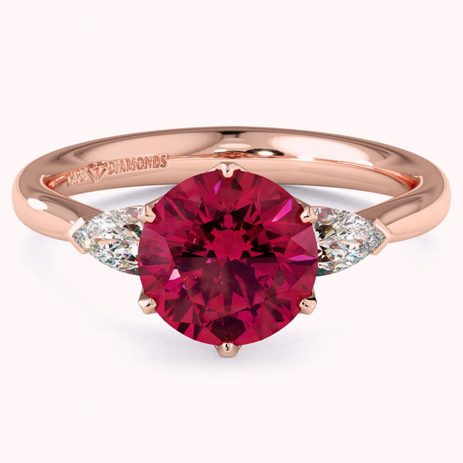 Rose Gold Trilogy Ruby Engagement Rings