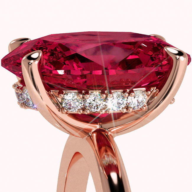 Rose Gold Hidden Halo Ruby Engagement Rings