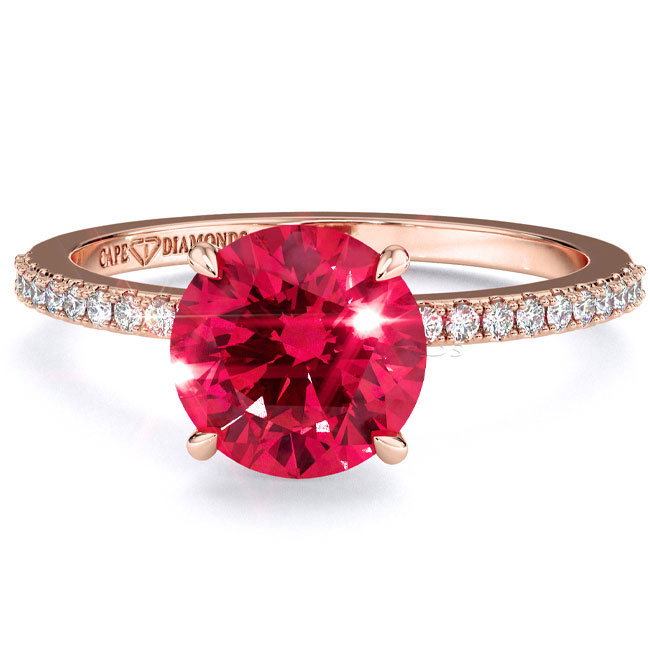 Rose Gold Side Stone Ruby Engagement Rings