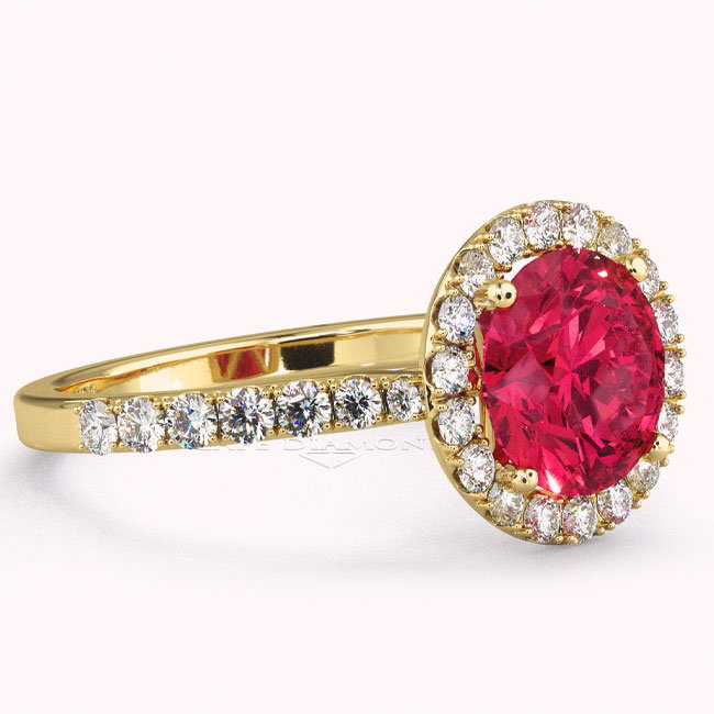 Yellow Gold Halo Morganite Engagement Rings