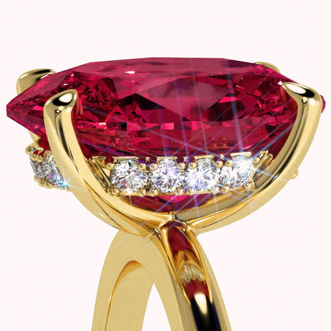 Yellow Gold Hidden Halo Ruby Engagement Rings