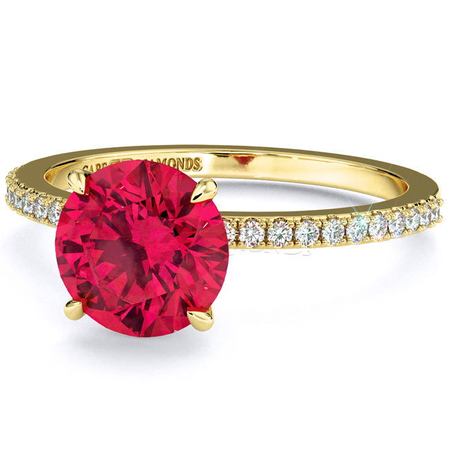 Yellow Gold Side Stone Ruby Engagement Rings