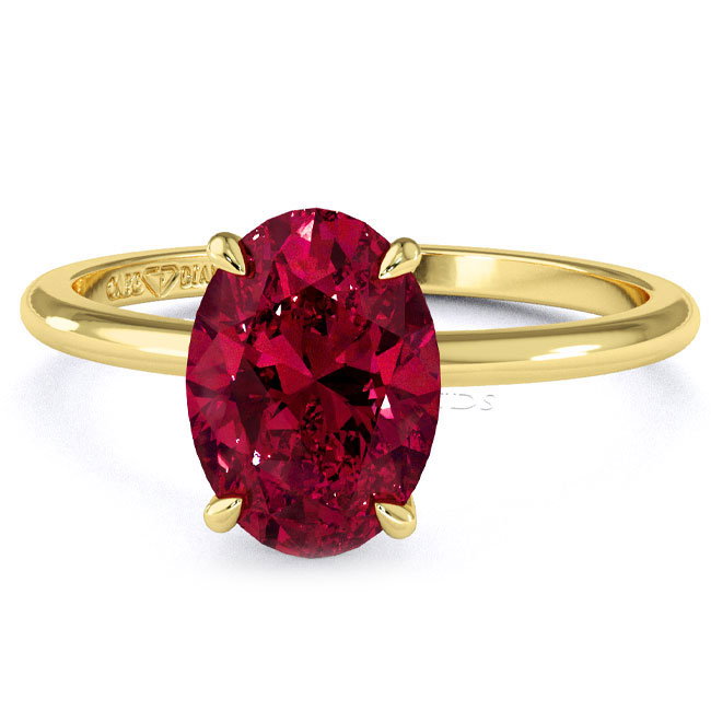 Yellow Gold Solitaire Ruby Engagement Rings
