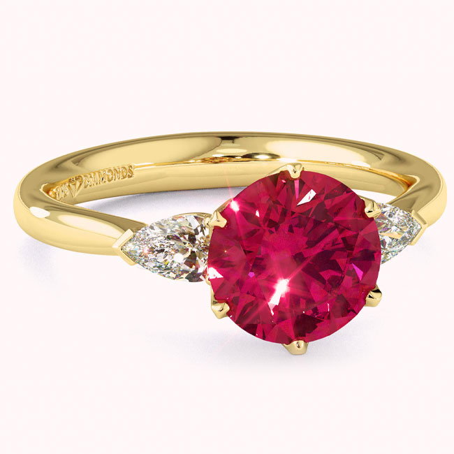 Yellow Gold Trilogy Ruby Engagement Rings