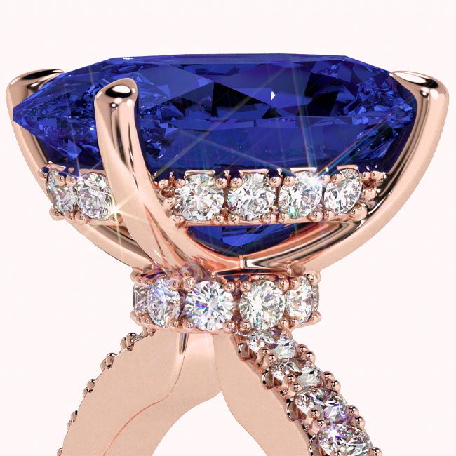 Hidden Halo Tanzanite Rose Gold Engagement Rings