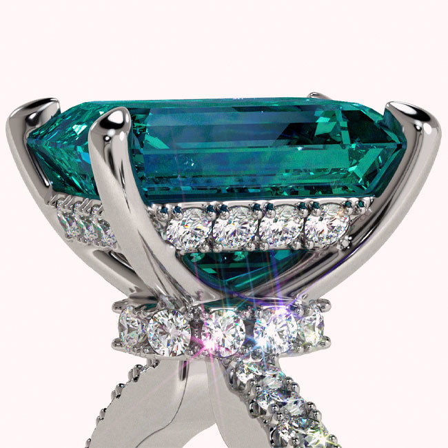 Hidden Halo Teal Sapphire Engagement Rings