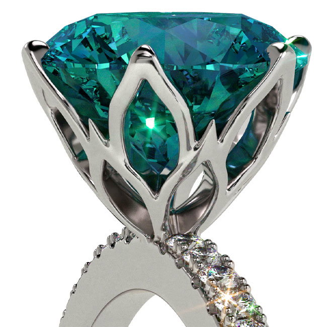 Platinum Teal Sapphire Engagement Rings