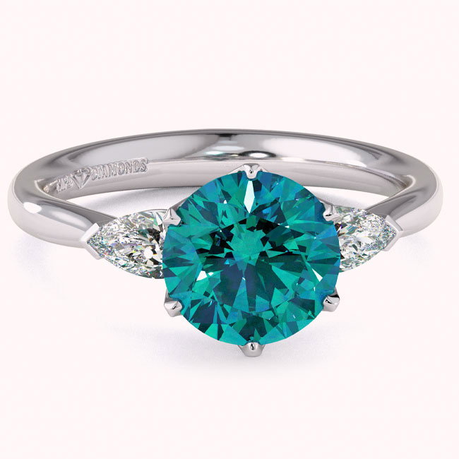 Trilogy Teal Sapphire Engagement Rings
