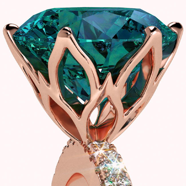 Rose Gold Teal Sapphire Engagement Rings