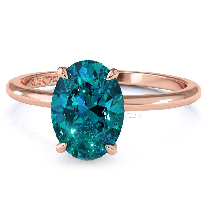 Rose Gold Solitaire Teal Sapphire Engagement Rings