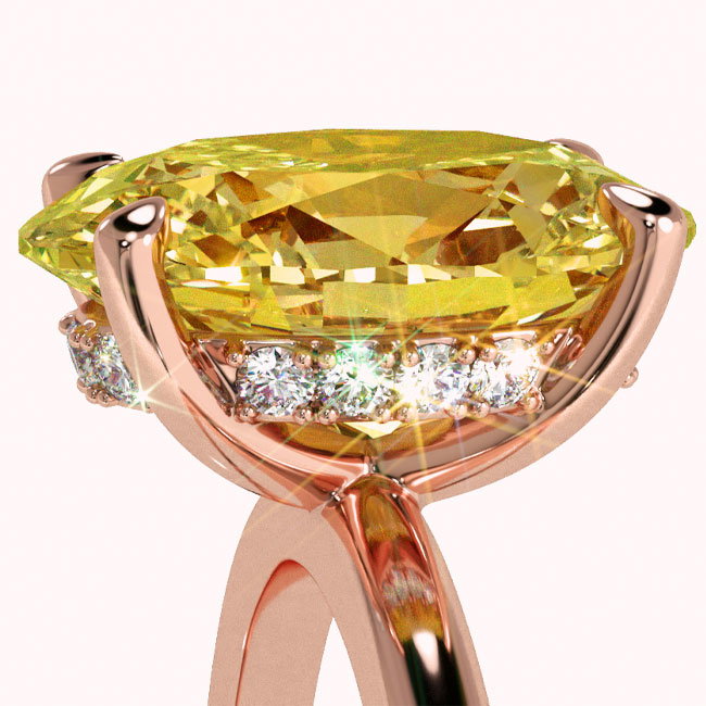 Hidden Halo Rose Gold Yellow Diamond Engagement Rings