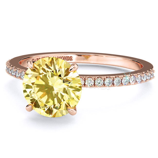 Side Stone Rose Gold Yellow Diamond Engagement Rings