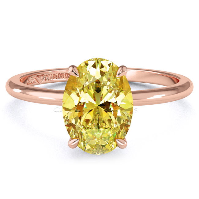 Solitaire Rose Gold Yellow Diamond Engagement Rings