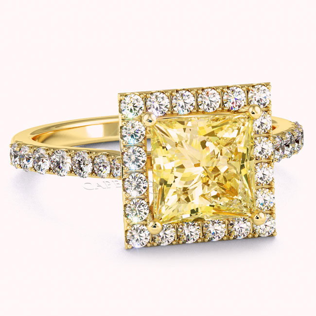 Yellow Gold Halo Yellow Diamond Engagement Ring