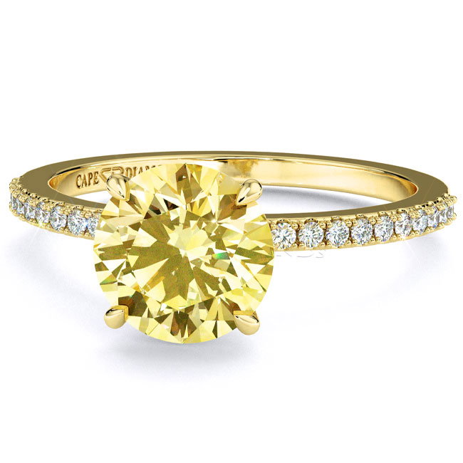 Yellow Gold Side Stone Yellow Diamond Engagement Rings