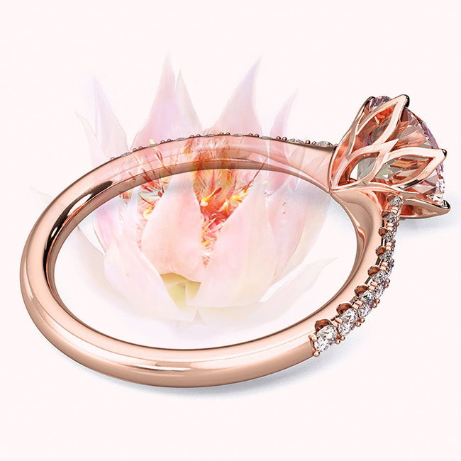 Fynbos Floral Morganite Rose Gold Engagement Rings