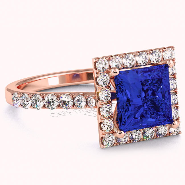 Rose Gold Halo Tanzanite Engagement Rings