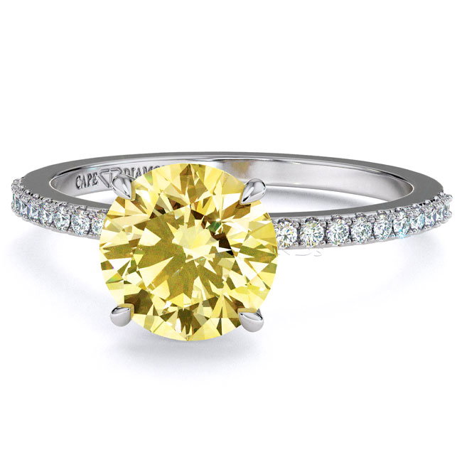 Side Stone Yellow Diamond Engagement Rings