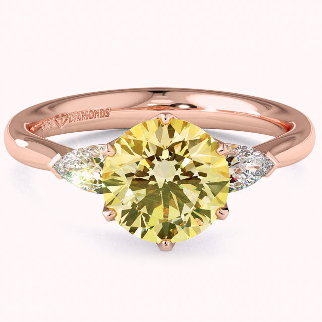 Trilogy Rose Gold Yellow Diamond Engagement Rings