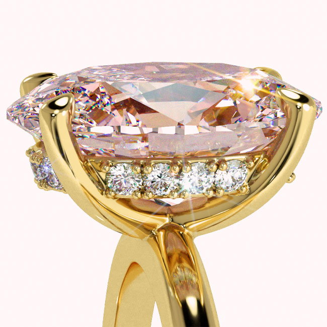 Yellow Gold Hidden Halo Morganite Engagement Rings