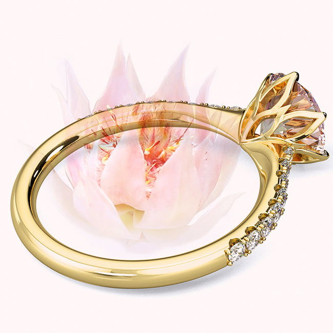 Fynbos Floral Morganite Yellow Gold Engagement Rings