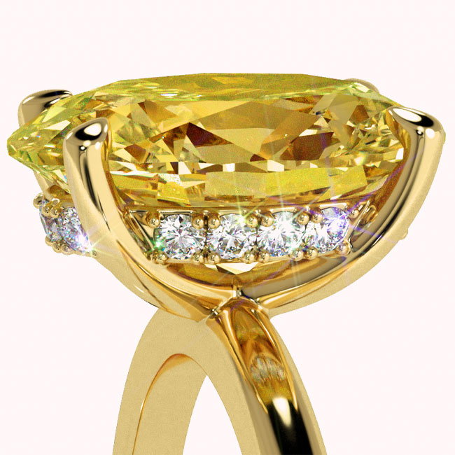 Yellow Gold Hidden Halo Yellow Diamond Engagement Rings