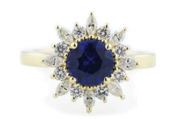 Sapphire Beaded Halo