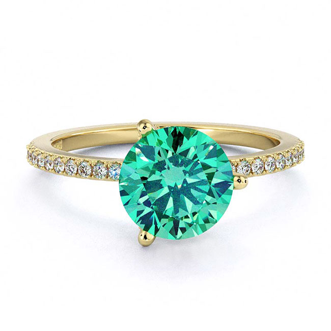 Green Diamond Side Stone Engagement Rings