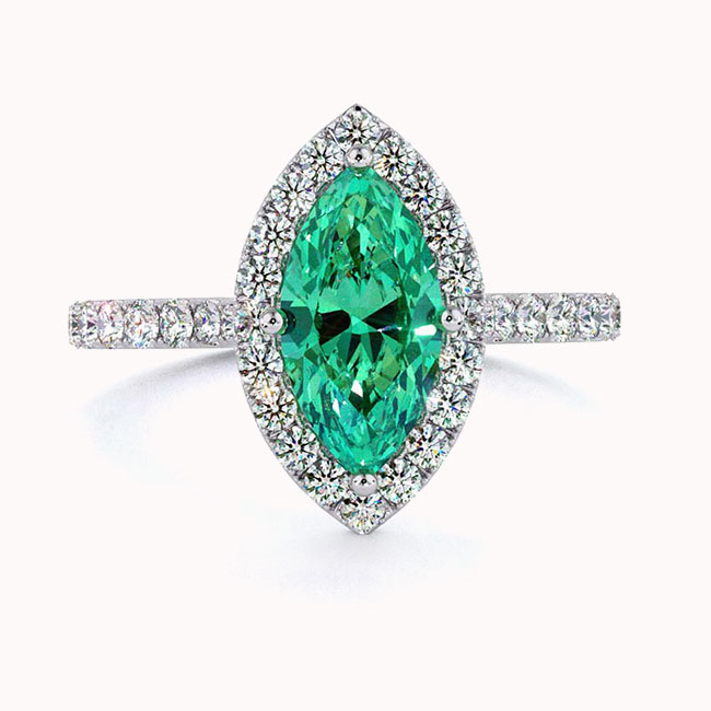 Green Diamond Halo Engagement Rings
