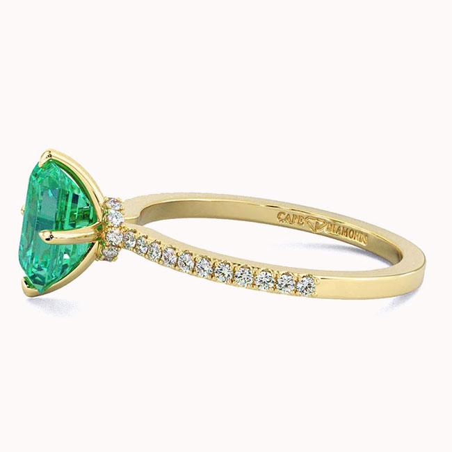 Green Diamond Hidden Halo Engagement Rings