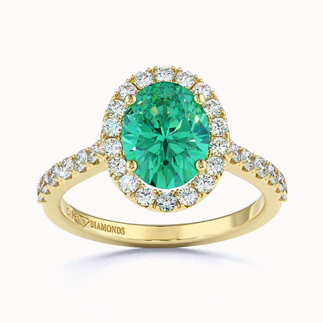 Green Diamond Halo Engagement Rings