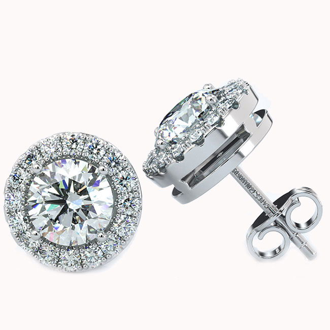 Diamond and Gemstone Halo Earrings