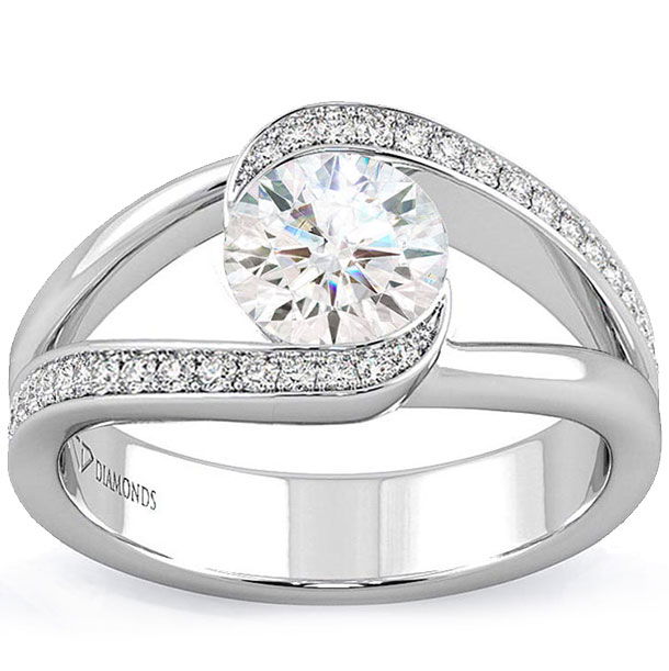 Split Band Moissanite Engagement Rings
