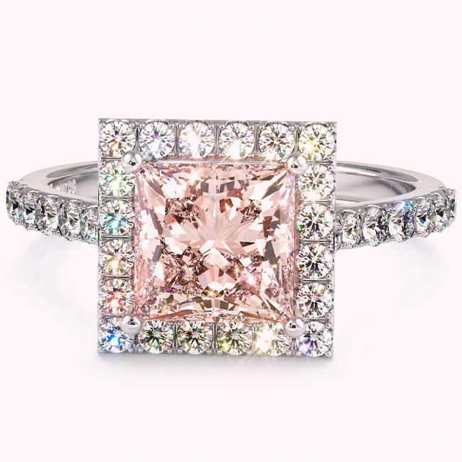 Pink Diamond Halo Engagement Rings