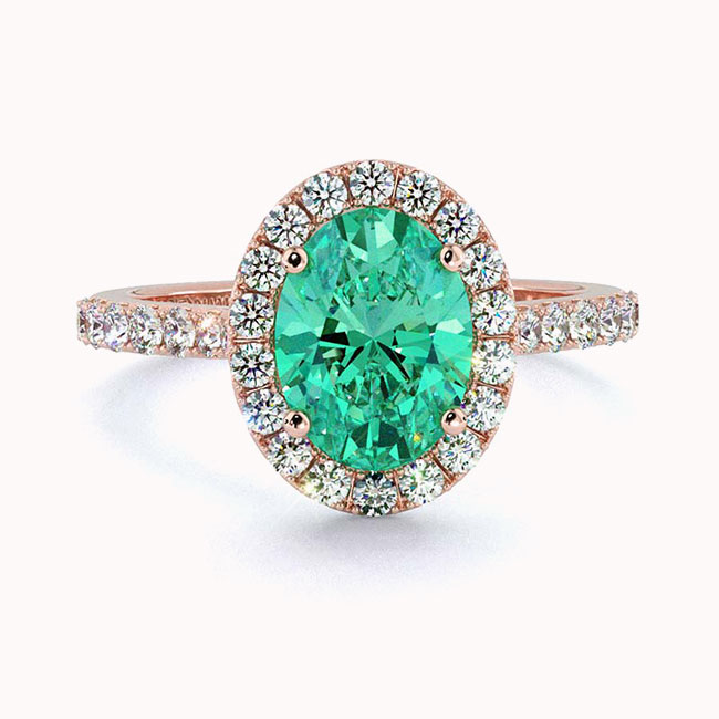 Green Diamond Halo Engagement Rings