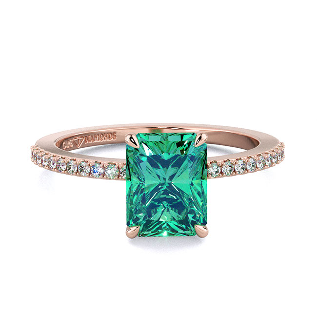 Green Diamond Side Stone Engagement Rings