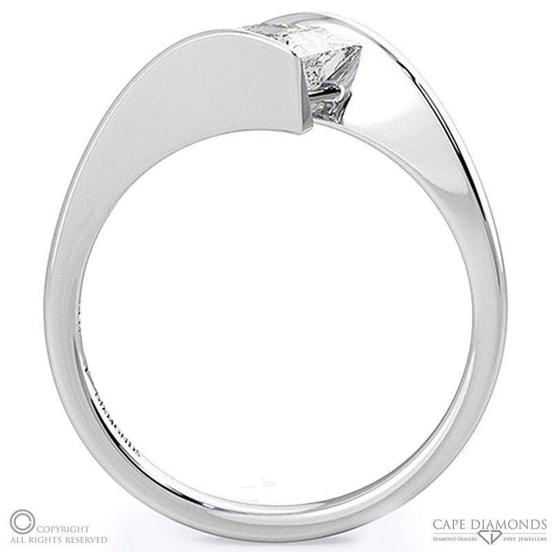 princess tension split band natural diamond engagement ring white gold with 9k white gold metal and princess shape diamond