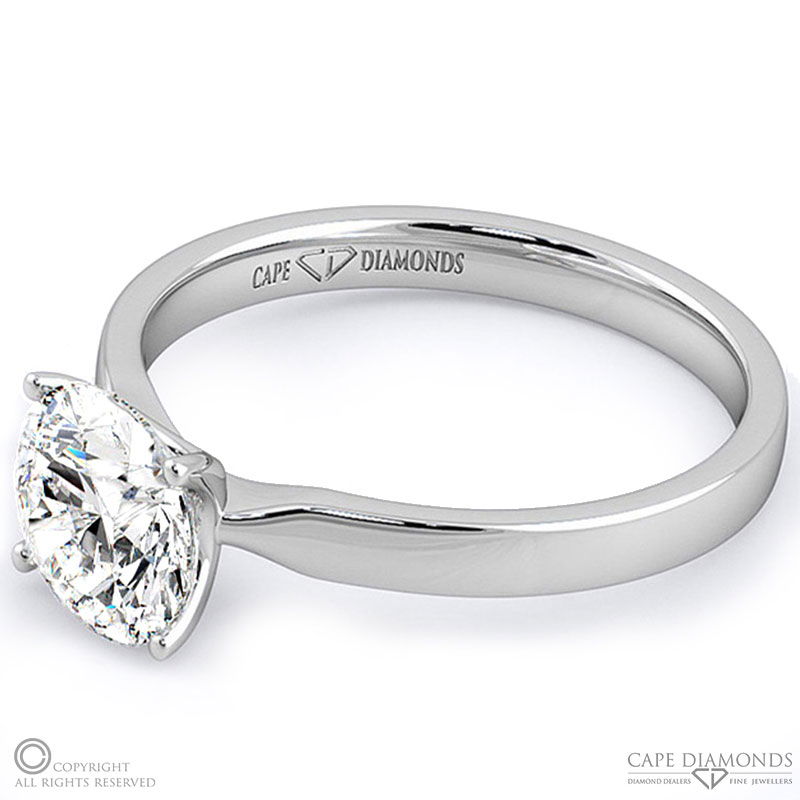 four claw round solitaire natural diamond engagement ring white gold with 9k white gold metal and round shape diamond