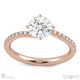 four 4 claw twist micro setting natural diamond engagement ring rose gold with 9k rose gold metal and round shape diamond