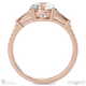 trilogy round lab grown diamond engagement ring rose gold with baguette side lab grown diamonds with 18k rose gold metal and round shape diamond