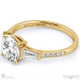 trilogy round natural diamond engagement ring yellow gold with baguette side natural diamonds with 18k yellow gold metal and round shape diamond