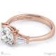baguette round cut 3 stone lab grown diamond engagement ring rose gold with 18k rose gold metal and round shape diamond