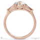 baguette round cut 3 stone lab grown diamond engagement ring rose gold with 18k rose gold metal and round shape diamond
