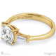 baguette round cut 3 stone natural diamond engagement ring yellow gold with 18k yellow gold metal and round shape diamond