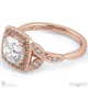 cushion leaf halo ring rose gold with 9k rose gold metal and cushion shape diamond